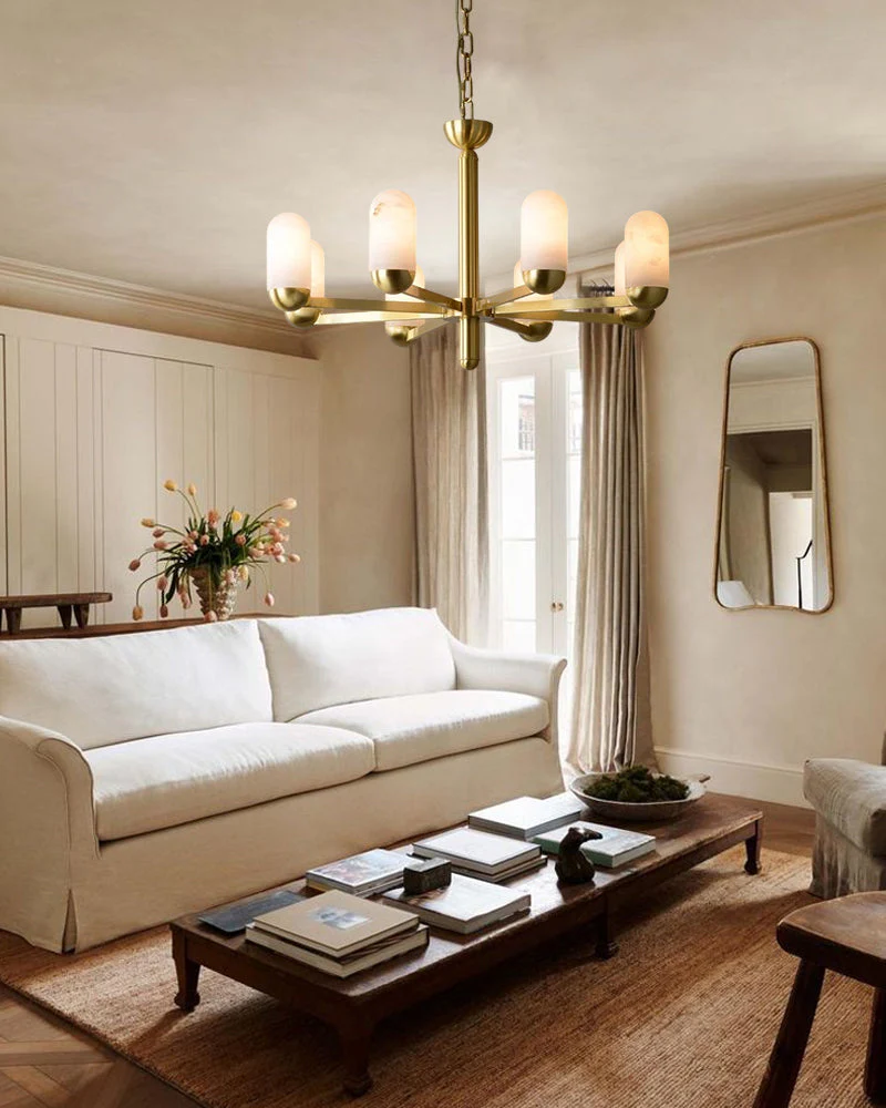 Alabaster Luxury Moonshade Brass Chandelier for dining room - Image 10