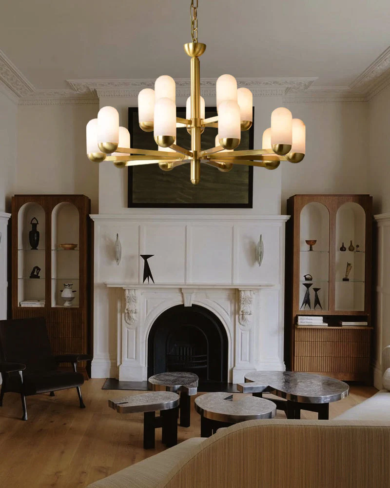 Alabaster Luxury Moonshade Brass Chandelier for dining room - Image 14