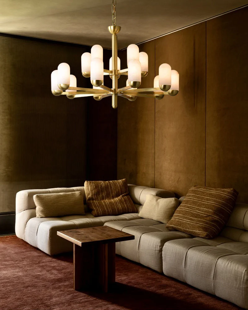 Alabaster Luxury Moonshade Brass Chandelier for dining room - Image 15