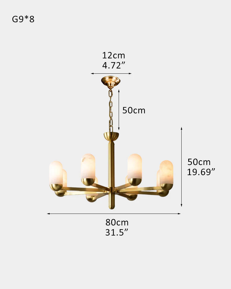 Alabaster Luxury Moonshade Brass Chandelier for dining room - Image 19