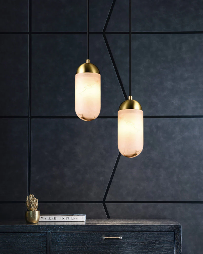 Alabaster Luxury Moonshade Brass Chandelier for dining room - Image 7