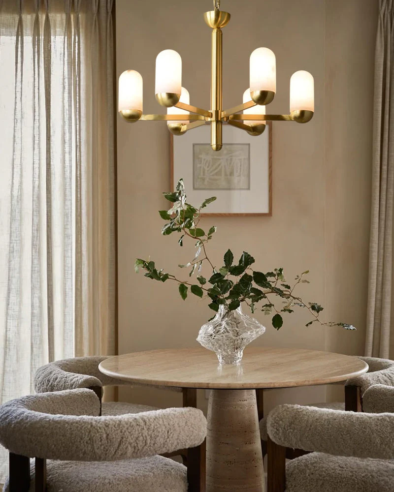 Alabaster Luxury Moonshade Brass Chandelier for dining room - Image 8