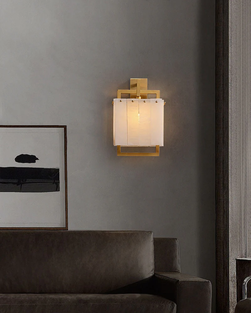 1-Light Rubbed Brass Alabaster flush mount Wall Light Fixture for bedside - Image 13