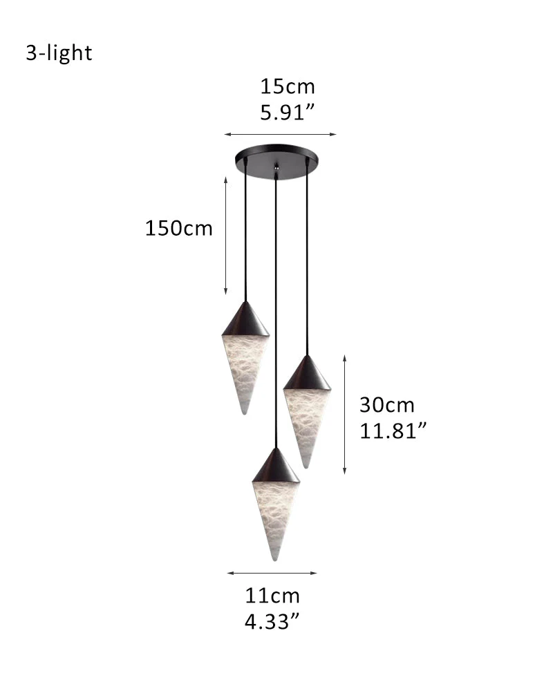 12 light Conical Cluster Minimalist Design Alabaster Pendant Light - Image 18