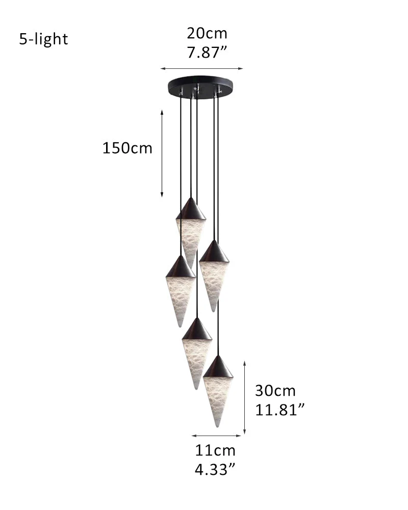 12 light Conical Cluster Minimalist Design Alabaster Pendant Light - Image 20
