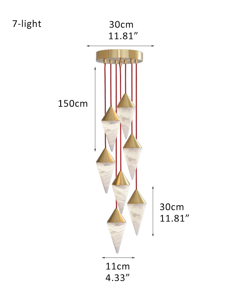 12 light Conical Cluster Minimalist Design Alabaster Pendant Light - Image 23