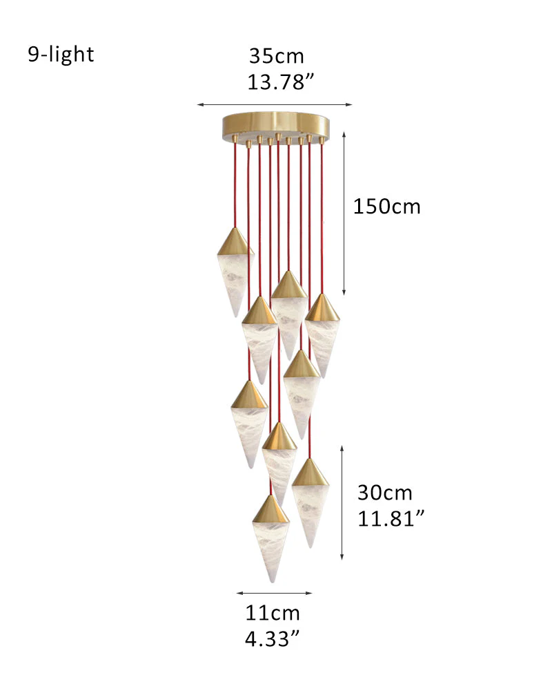 12 light Conical Cluster Minimalist Design Alabaster Pendant Light - Image 25
