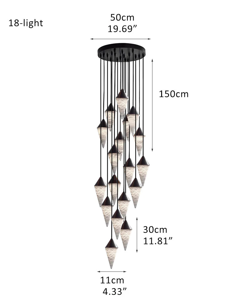 12 light Conical Cluster Minimalist Design Alabaster Pendant Light - Image 28