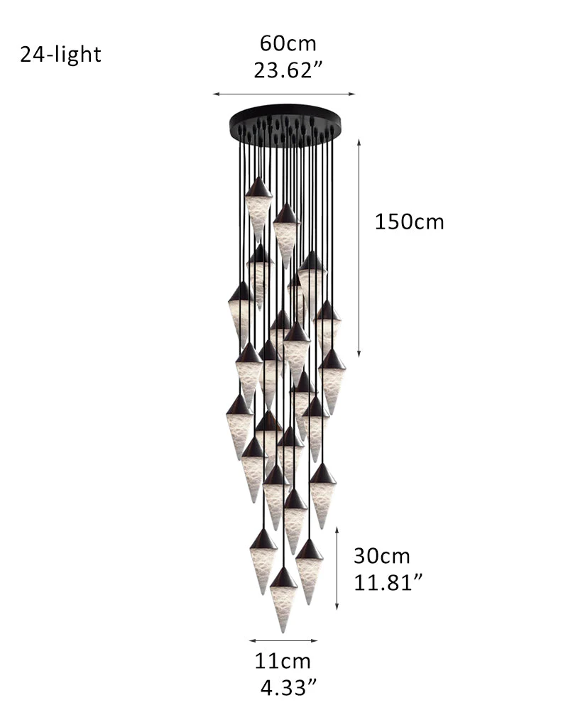 12 light Conical Cluster Minimalist Design Alabaster Pendant Light - Image 30