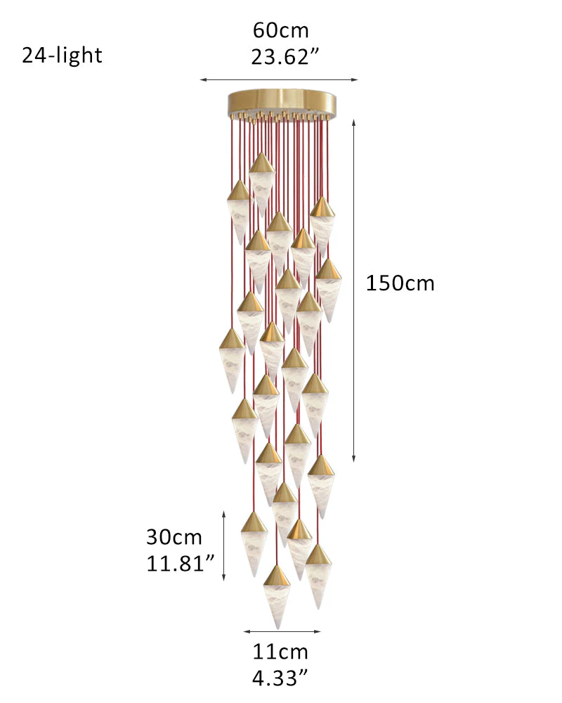 12 light Conical Cluster Minimalist Design Alabaster Pendant Light - Image 31
