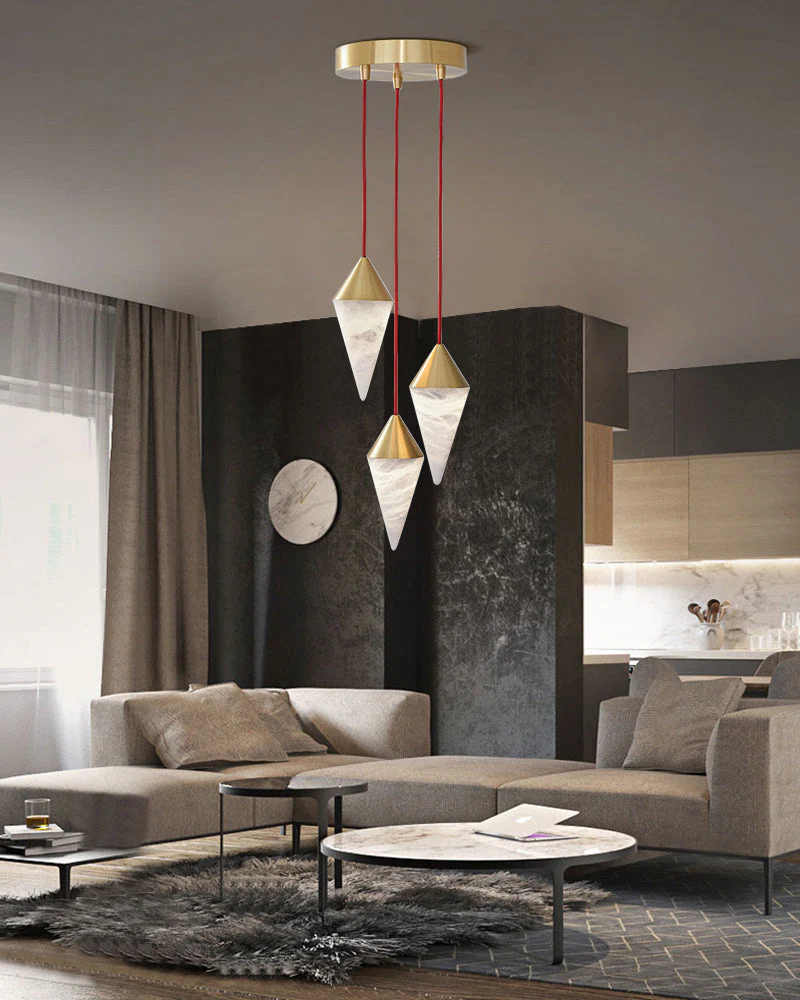 12 light Conical Cluster Minimalist Design Alabaster Pendant Light - Image 7