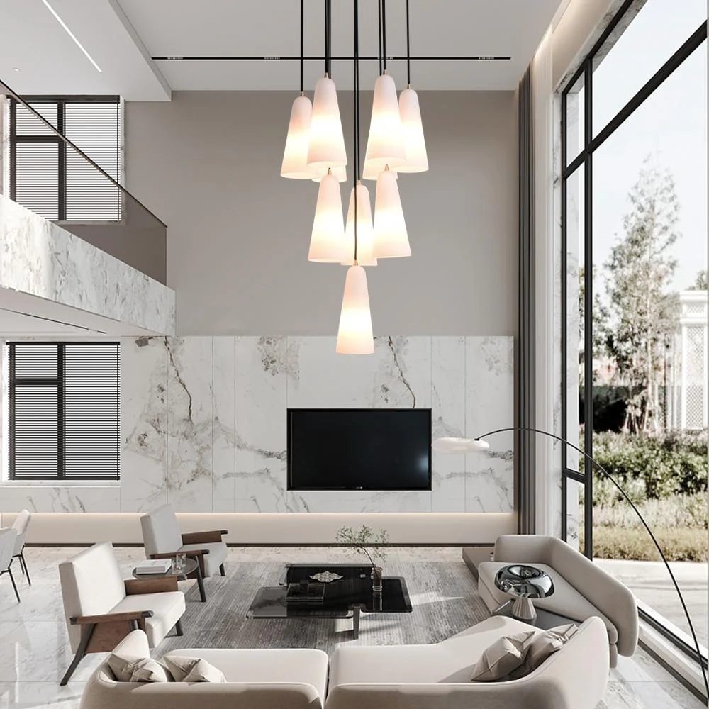 Sulis White Ceramics Round Chandelier 18"，10-lights - Image 4