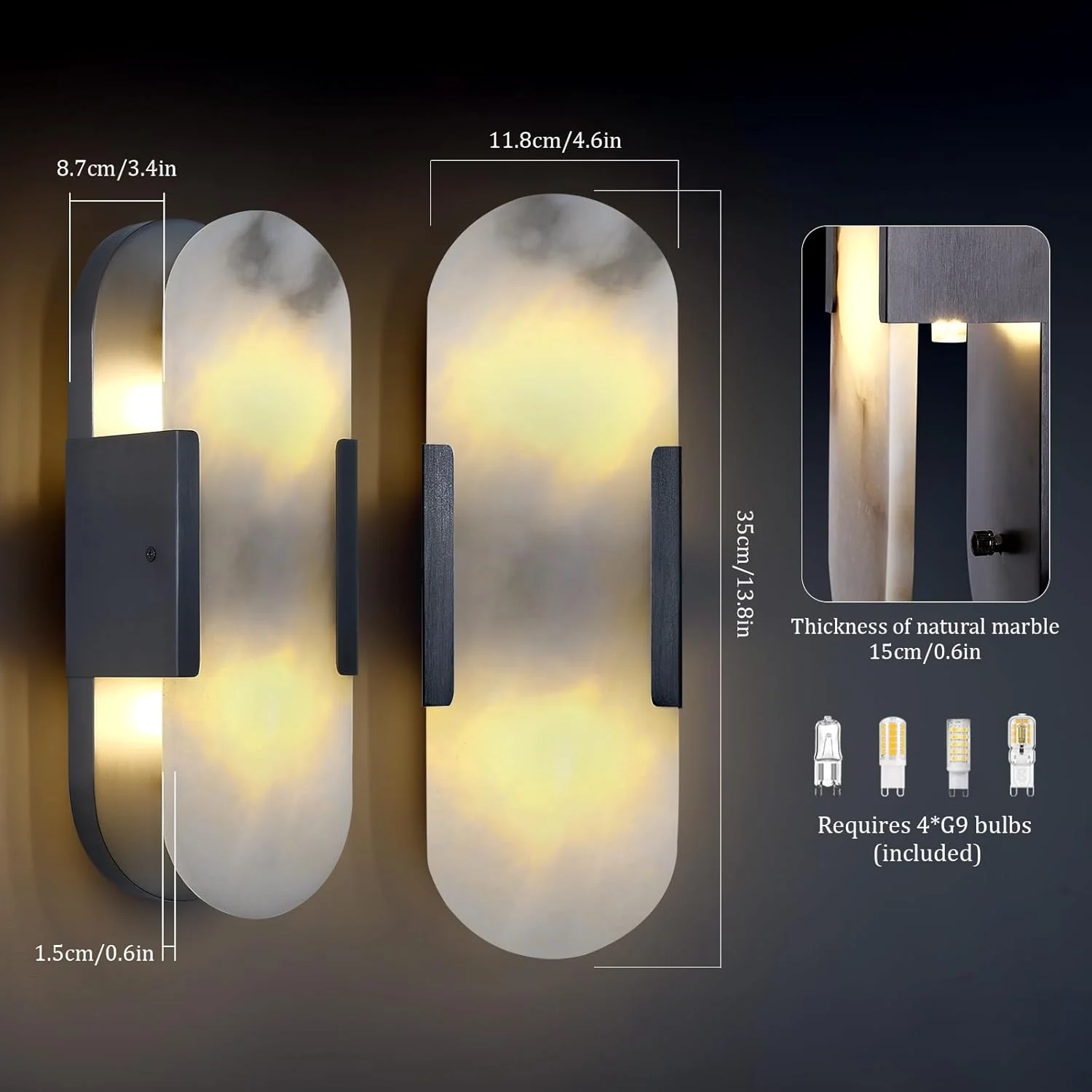 Trinidad Alabaster Wall Sconces 14" 20" - Image 7