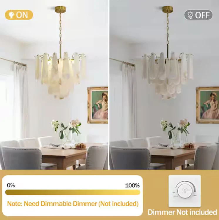 21.6 in. 6-Light Modern Round Alabaster Kitchen Island Chandelier, 4-Tier Luxury Large White Chandelier for Bedroom - Image 8