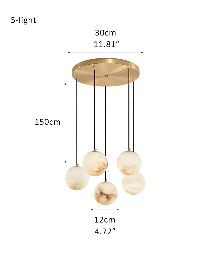 Small Alabaster Cluster Globes Ceiling Pendant Light For High Ceiling - Image 22