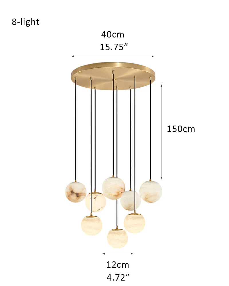 Small Alabaster Cluster Globes Ceiling Pendant Light For High Ceiling - Image 23