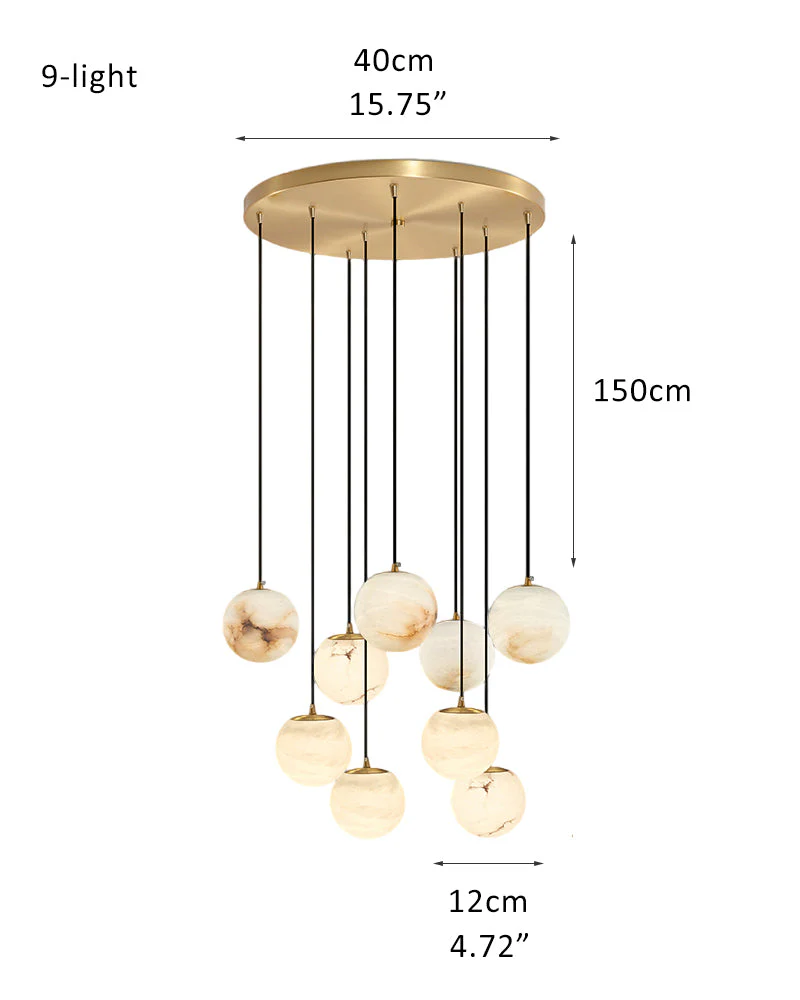 Small Alabaster Cluster Globes Ceiling Pendant Light For High Ceiling - Image 24