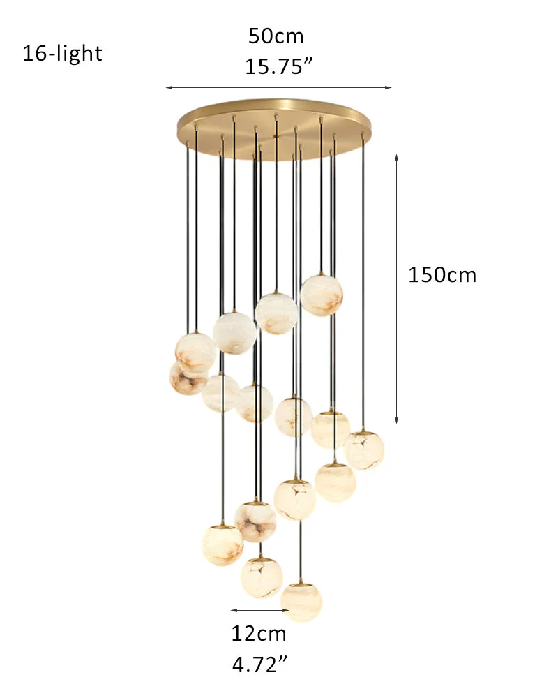 Small Alabaster Cluster Globes Ceiling Pendant Light For High Ceiling - Image 27