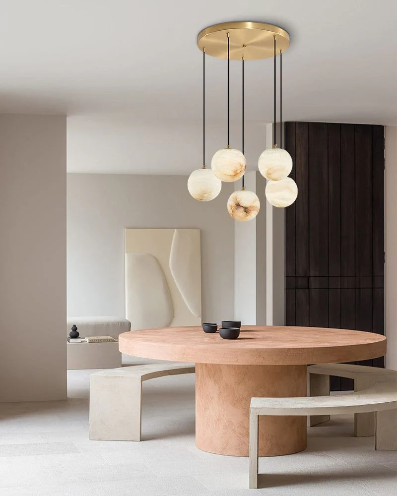 Small Alabaster Cluster Globes Ceiling Pendant Light For High Ceiling - Image 7