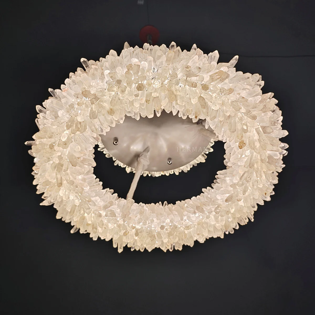 24-47 Inch Round Clear Geode Quartz Crystal Ring Pendant Light Modern Chandelier for Living Room - Image 10