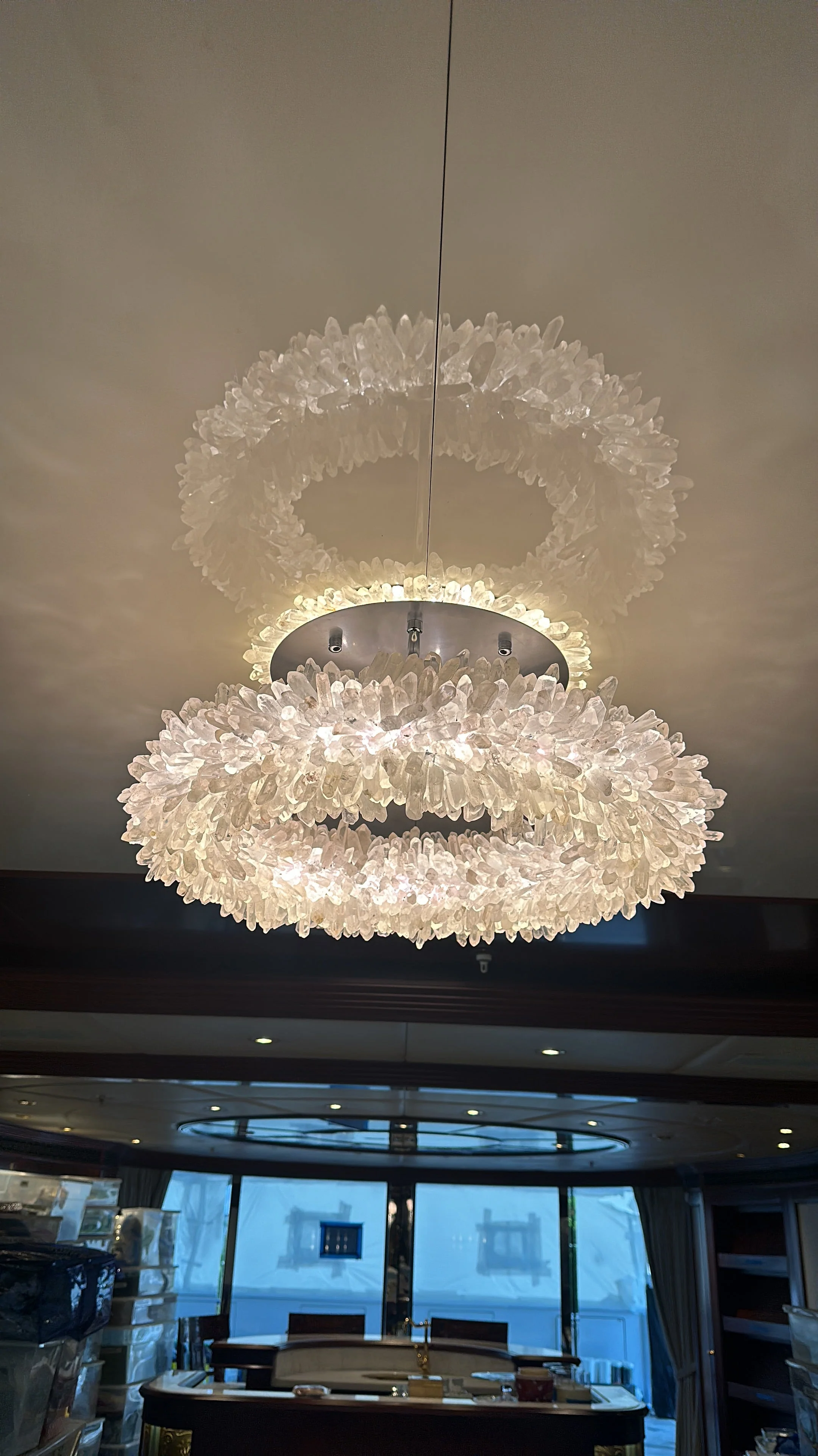 24-47 Inch Round Clear Geode Quartz Crystal Ring Pendant Light Modern Chandelier for Living Room - Image 26
