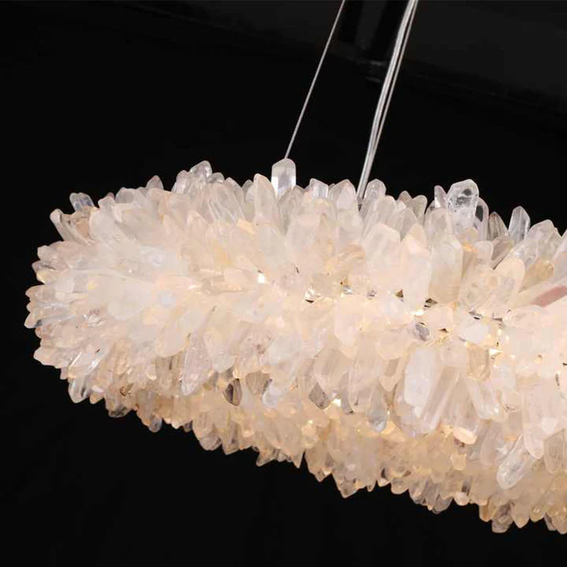 24-47 Inch Round Clear Geode Quartz Crystal Ring Pendant Light Modern Chandelier for Living Room - Image 30