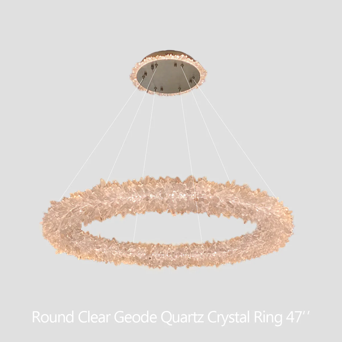 24-47 Inch Round Clear Geode Quartz Crystal Ring Pendant Light Modern Chandelier for Living Room - Image 37
