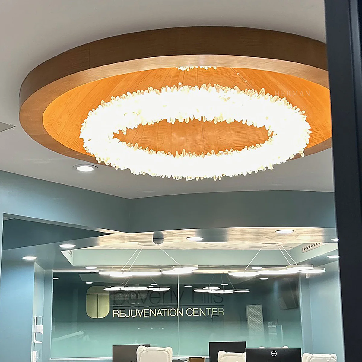 24-47 Inch Round Clear Geode Quartz Crystal Ring Pendant Light Modern Chandelier for Living Room - Image 9