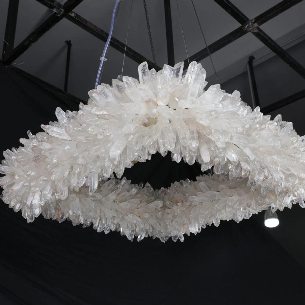 24'' Square Modern Geode Quartz Crystal Chandelier - Image 10