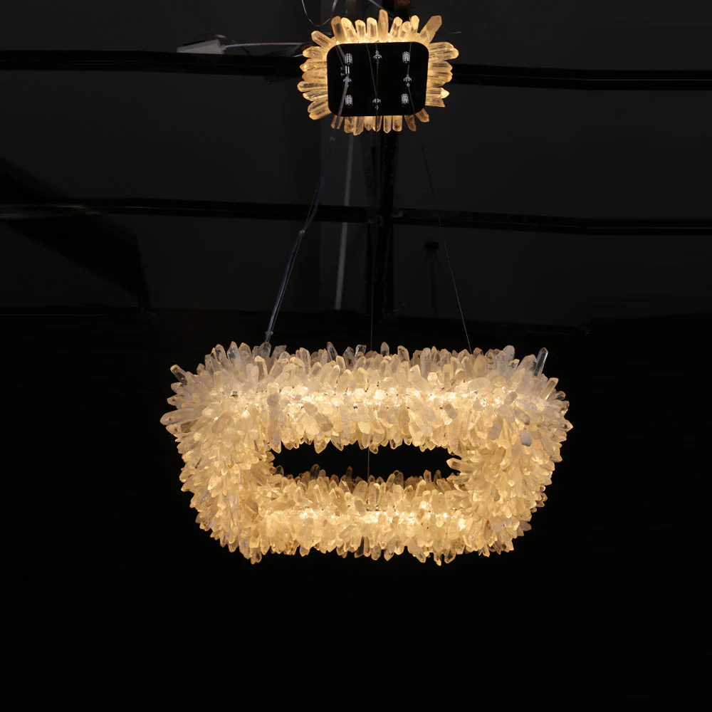 24'' Square Modern Geode Quartz Crystal Chandelier - Image 2