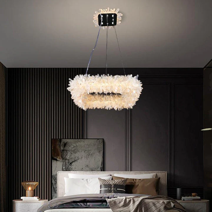 24'' Square Modern Geode Quartz Crystal Chandelier - Image 6
