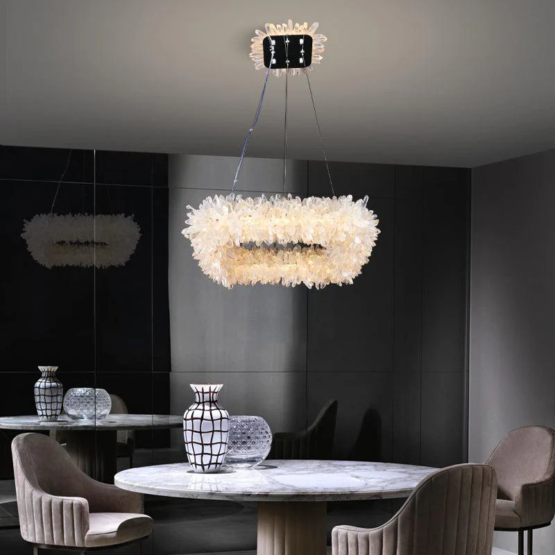 24'' Square Modern Geode Quartz Crystal Chandelier - Image 8