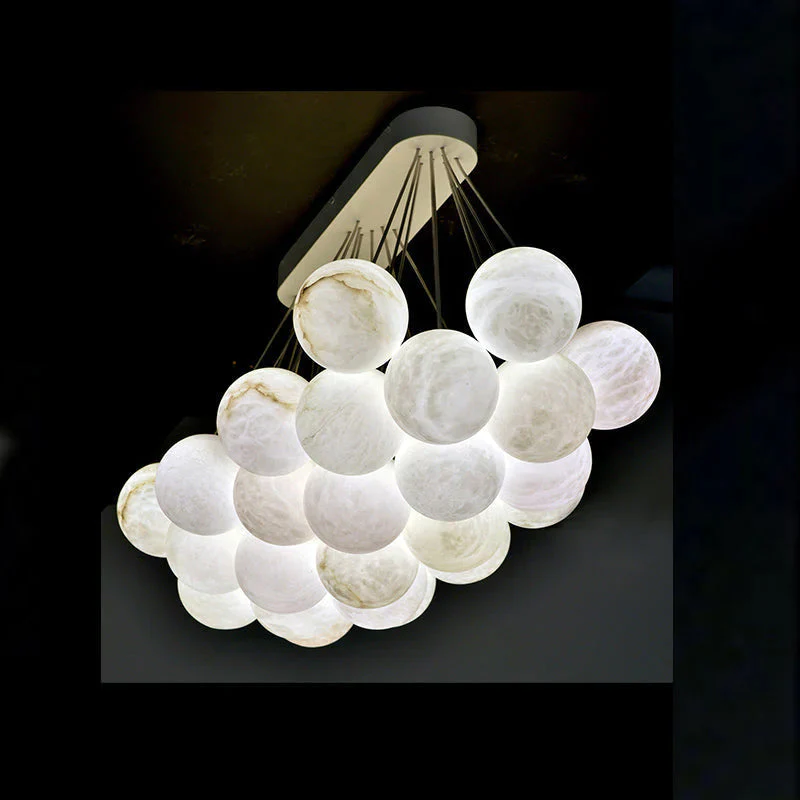 27-Alabaster Ball Chandelier, Luxury Model Lighting - Image 3