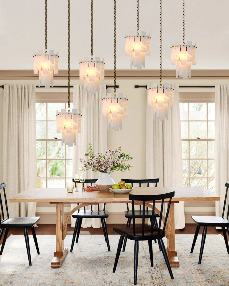 Tired Alabaster marble Cluster Chandelier 13" with adjustable chain - Image 10