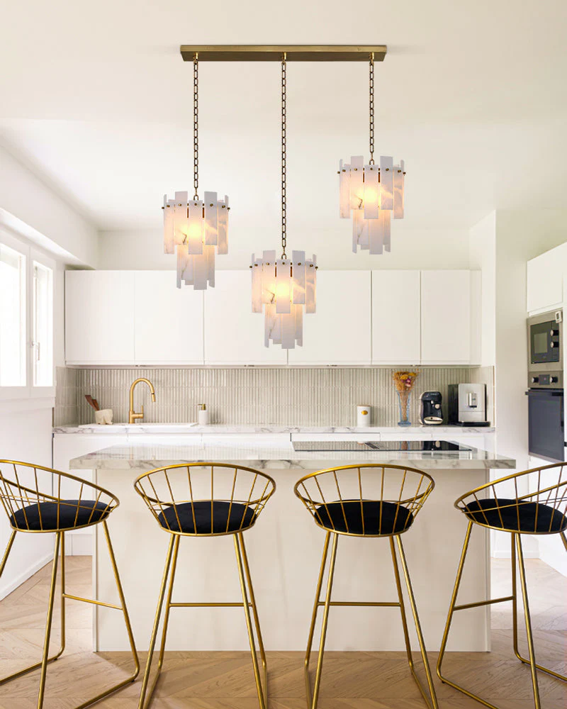 Tired Alabaster marble Cluster Chandelier 13" with adjustable chain - Image 11