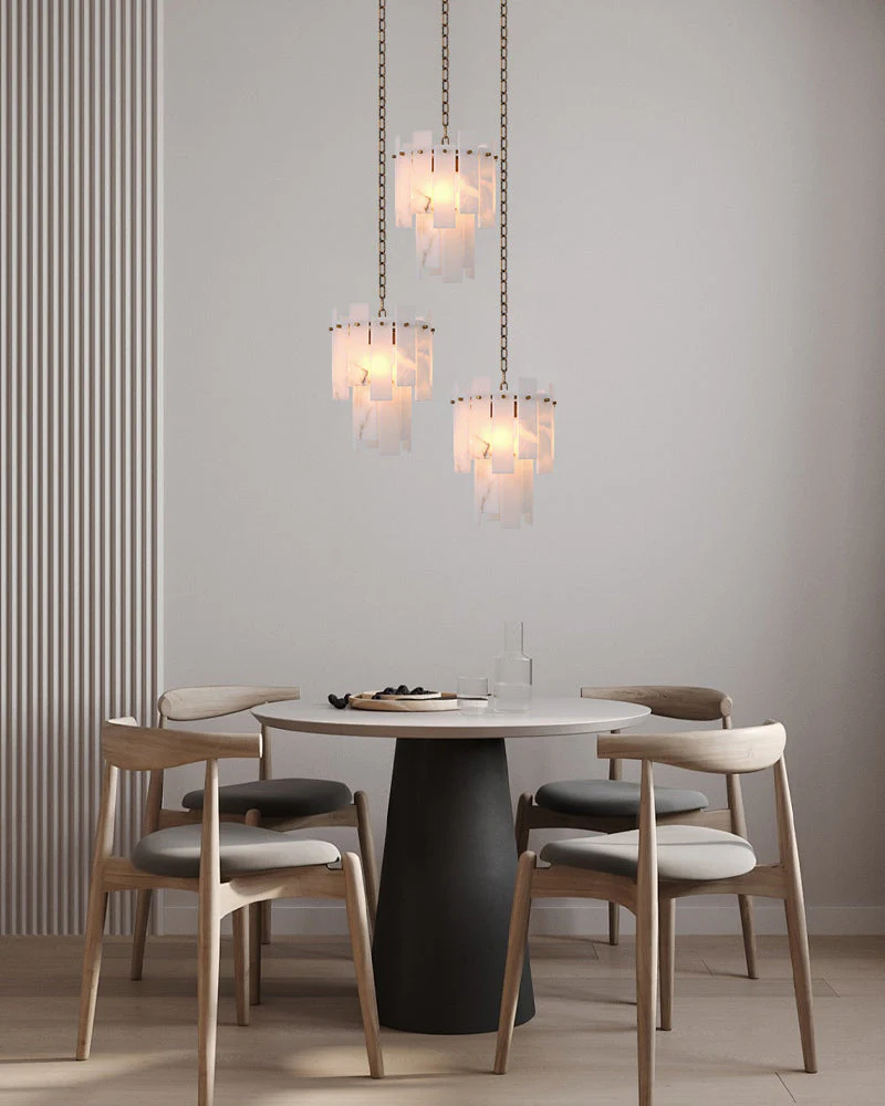 Tired Alabaster marble Cluster Chandelier 13" with adjustable chain - Image 15