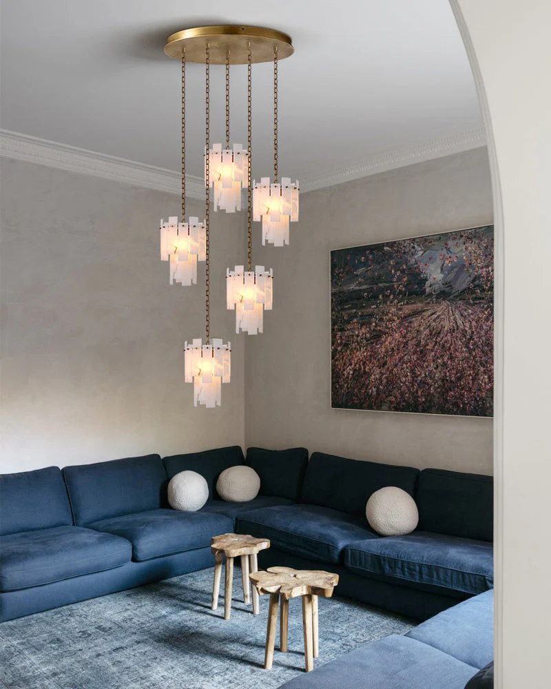 Tired Alabaster marble Cluster Chandelier 13" with adjustable chain - Image 17