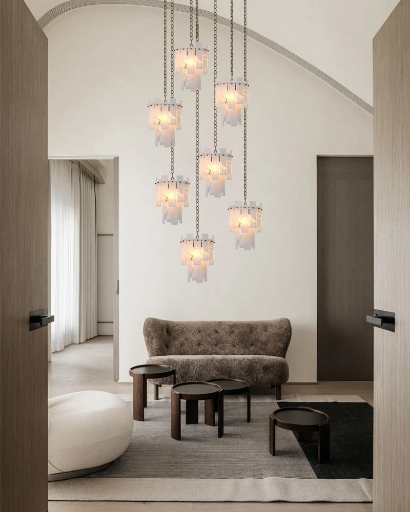 Tired Alabaster marble Cluster Chandelier 13" with adjustable chain - Image 18