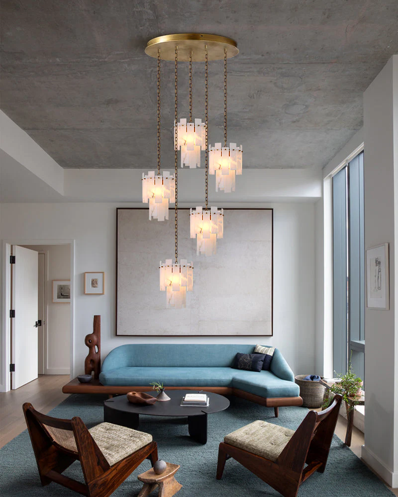 Tired Alabaster marble Cluster Chandelier 13" with adjustable chain - Image 19