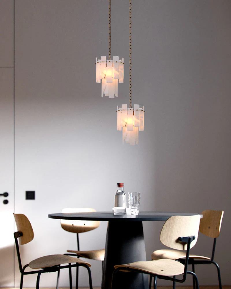 Tired Alabaster marble Cluster Chandelier 13" with adjustable chain - Image 20