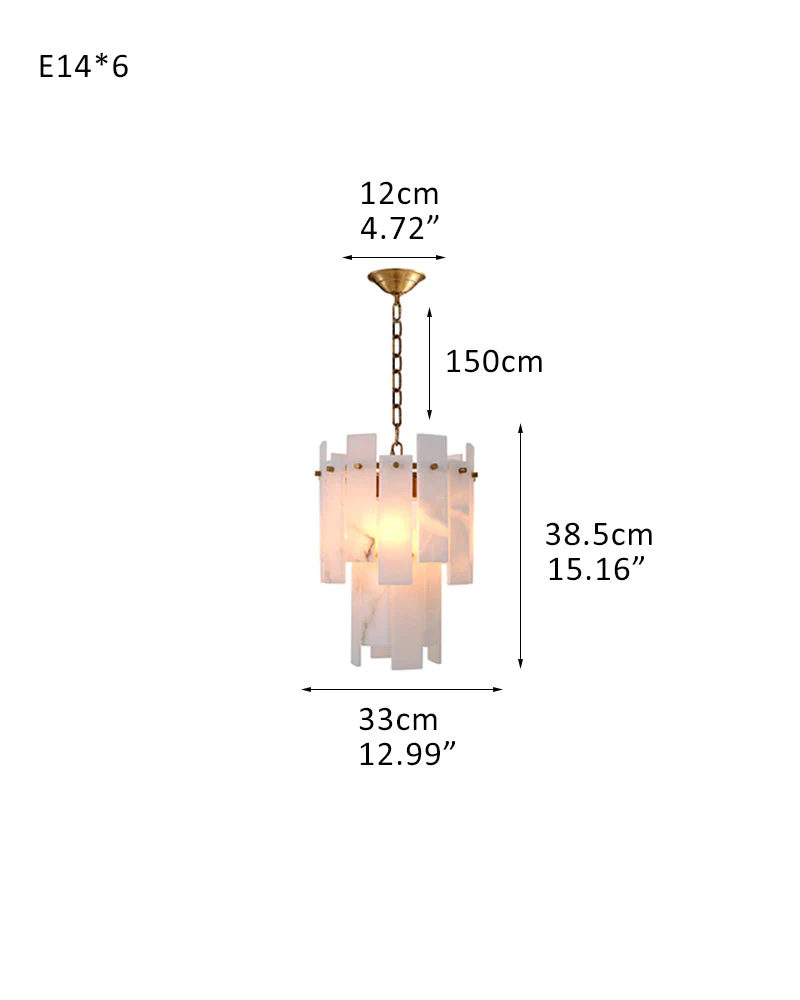 Tired Alabaster marble Cluster Chandelier 13" with adjustable chain - Image 21