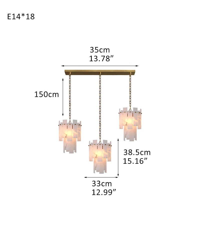 Tired Alabaster marble Cluster Chandelier 13" with adjustable chain - Image 24