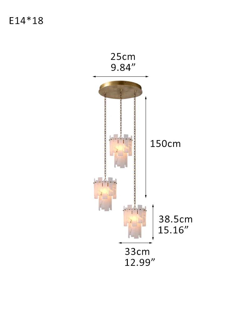 Tired Alabaster marble Cluster Chandelier 13" with adjustable chain - Image 25