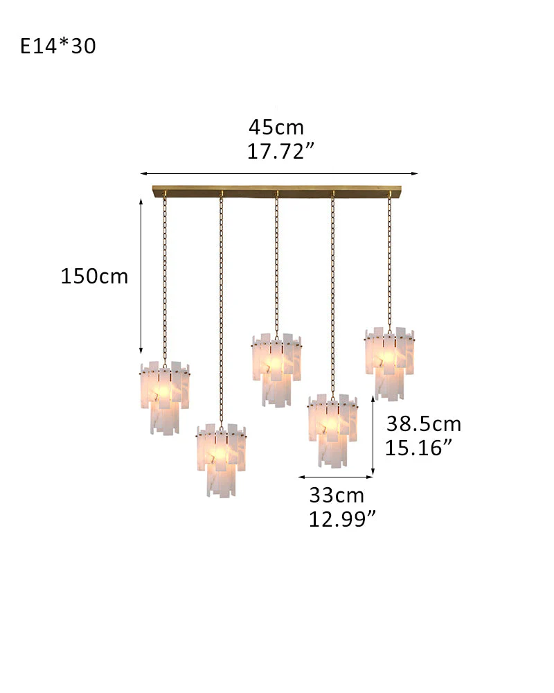 Tired Alabaster marble Cluster Chandelier 13" with adjustable chain - Image 26
