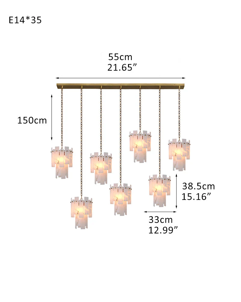 Tired Alabaster marble Cluster Chandelier 13" with adjustable chain - Image 28