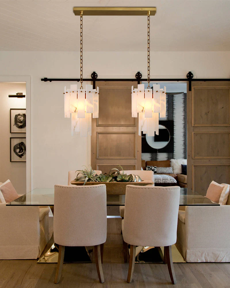 Tired Alabaster marble Cluster Chandelier 13" with adjustable chain - Image 8