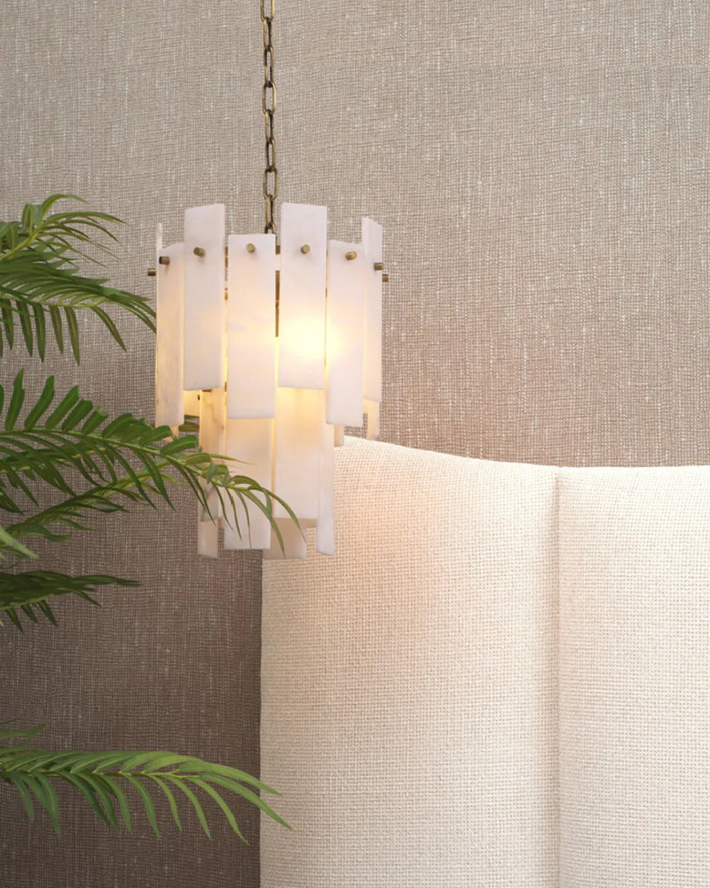 Tired Alabaster marble Cluster Chandelier 13" with adjustable chain - Image 9