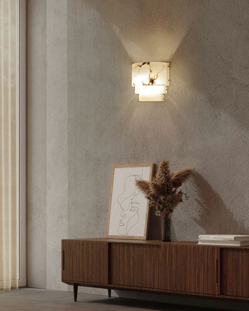 3 Tier White Round Alabaster Chain Pendant Light Fitting in Brass 10in - Image 3