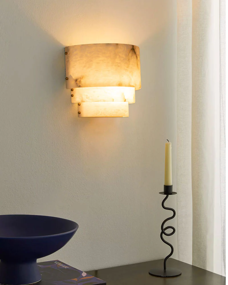 3 Tier White Round Alabaster Chain Pendant Light Fitting in Brass 10in - Image 4