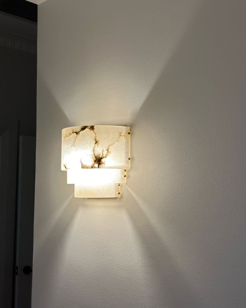 3 Tier White Round Alabaster Chain Pendant Light Fitting in Brass 10in - Image 7